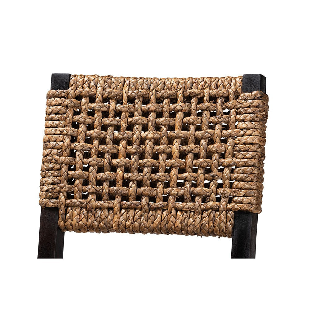 bali & pari Alise Modern Bohemian Dark Brown Mahogany Wood and Seagrass Dining Chair WHI-Alise-Mahogany-DC
