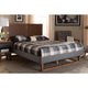 Baxton Studio Allegra Mid-Century Modern Dark Grey Fabric Upholstered and Ash Walnut Brown Finished Wood Full Size Platform Bed