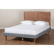 Baxton Studio Allegra Mid-Century Modern Dark Grey Fabric Upholstered and Ash Walnut Brown Finished Wood Queen Size Platform Bed