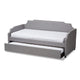 Baxton Studio Ally Modern and Contemporary Grey Fabric Upholstered Twin Size Sofa Daybed with Roll Out Trundle Guest Bed