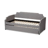 Baxton Studio Ally Modern and Contemporary Grey Fabric Upholstered Twin Size Sofa Daybed with Roll Out Trundle Guest Bed