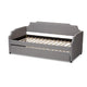 Baxton Studio Ally Modern and Contemporary Grey Fabric Upholstered Twin Size Sofa Daybed with Roll Out Trundle Guest Bed