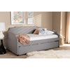 Baxton Studio Ally Modern and Contemporary Grey Fabric Upholstered Twin Size Sofa Daybed with Roll Out Trundle Guest Bed