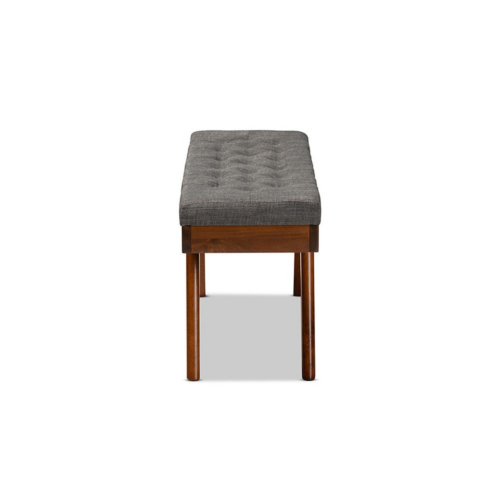 Baxton Studio Alona Mid-Century Modern Medium Grey Fabric Upholstered Wood Dining Bench