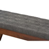 Baxton Studio Alona Mid-Century Modern Medium Grey Fabric Upholstered Wood Dining Bench