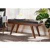 Baxton Studio Alona Mid-Century Modern Medium Grey Fabric Upholstered Wood Dining Bench