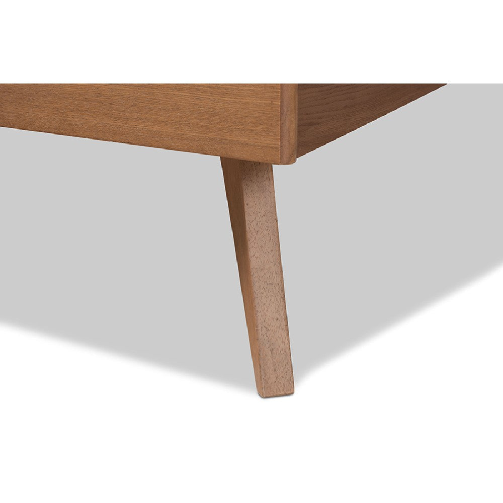 Baxton Studio Amira Mid-Century Modern Transitional Ash Walnut Finished Wood King Size Platform Bed