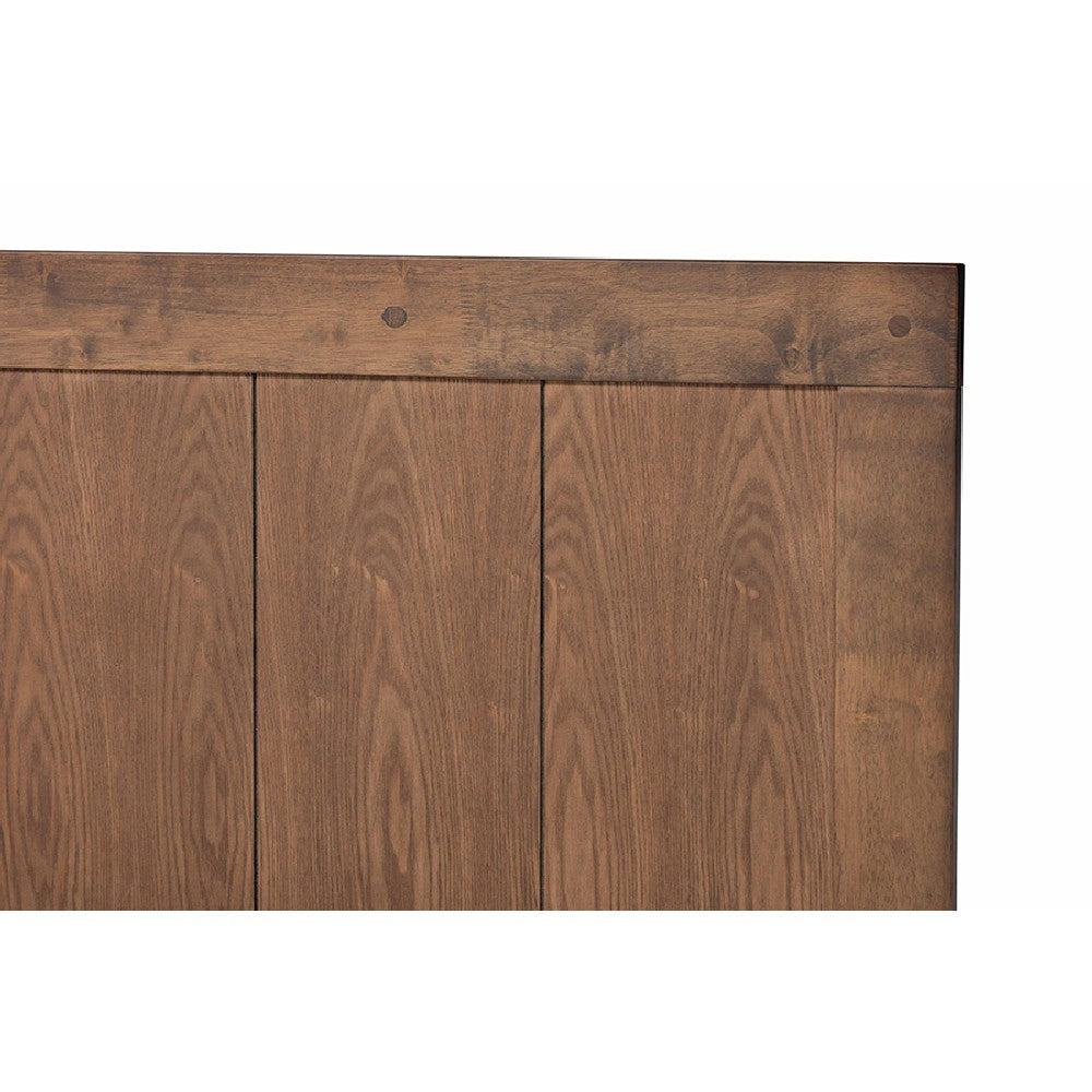 Baxton Studio Amira Mid-Century Modern Transitional Ash Walnut Finished Wood Queen Size Platform Bed