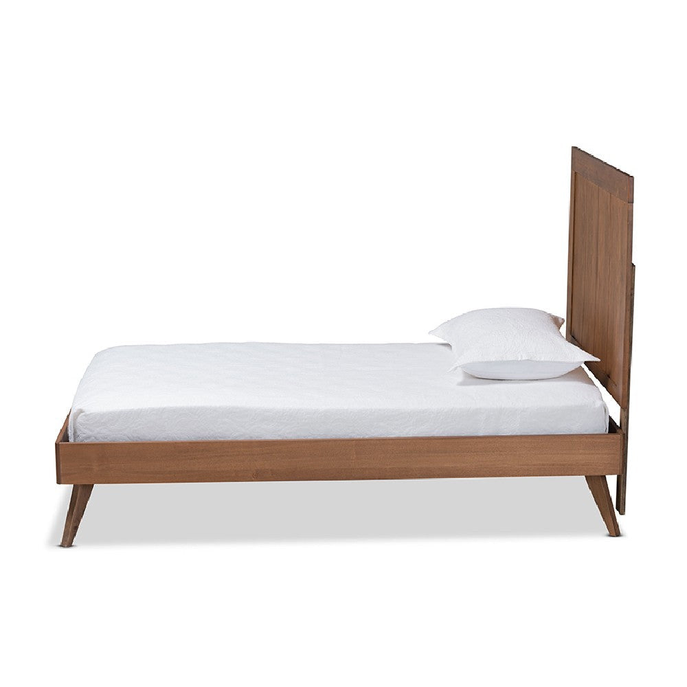 Baxton Studio Amira Mid-Century Modern Transitional Ash Walnut Finished Wood Twin Size Platform Bed