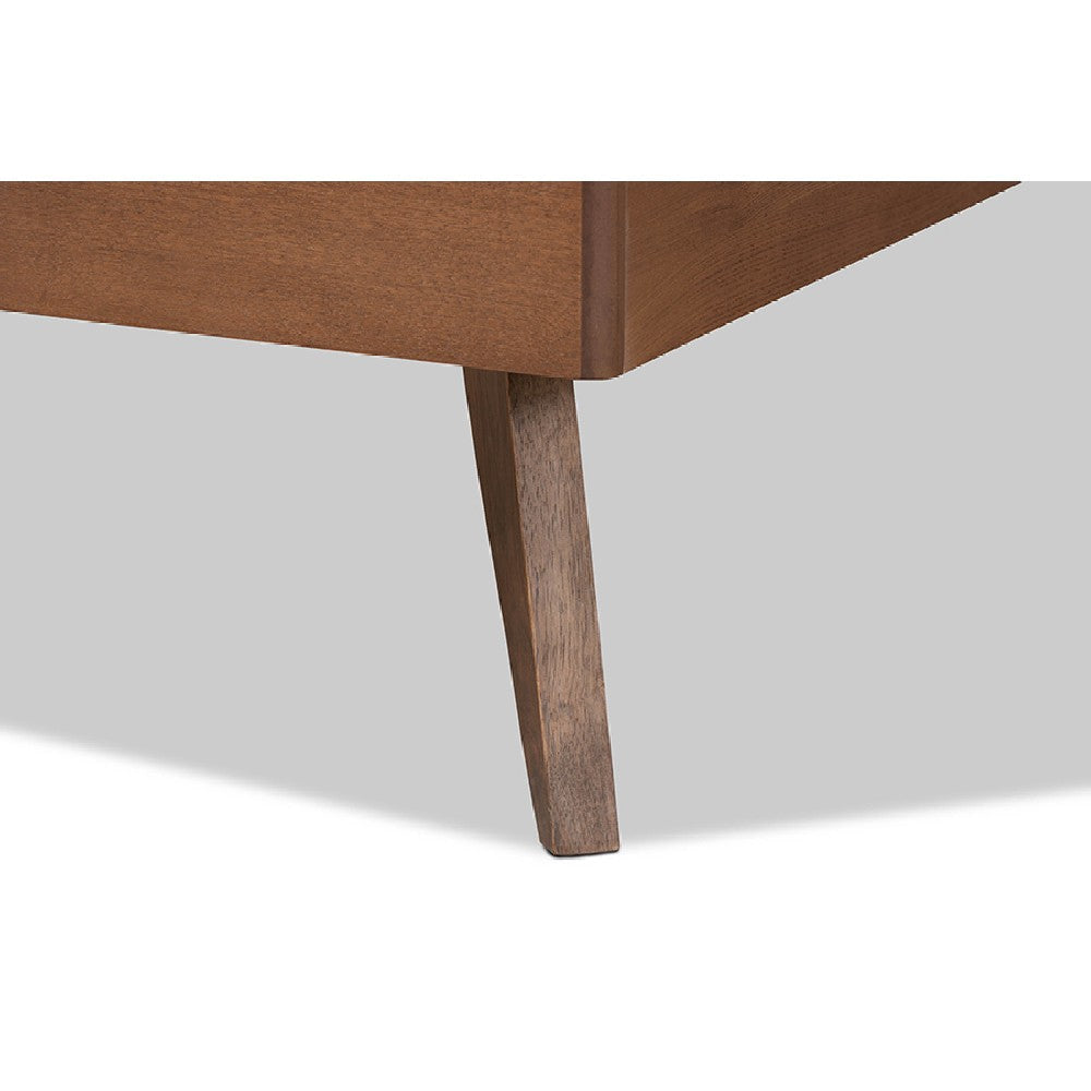 Baxton Studio Amira Mid-Century Modern Transitional Ash Walnut Finished Wood Twin Size Platform Bed
