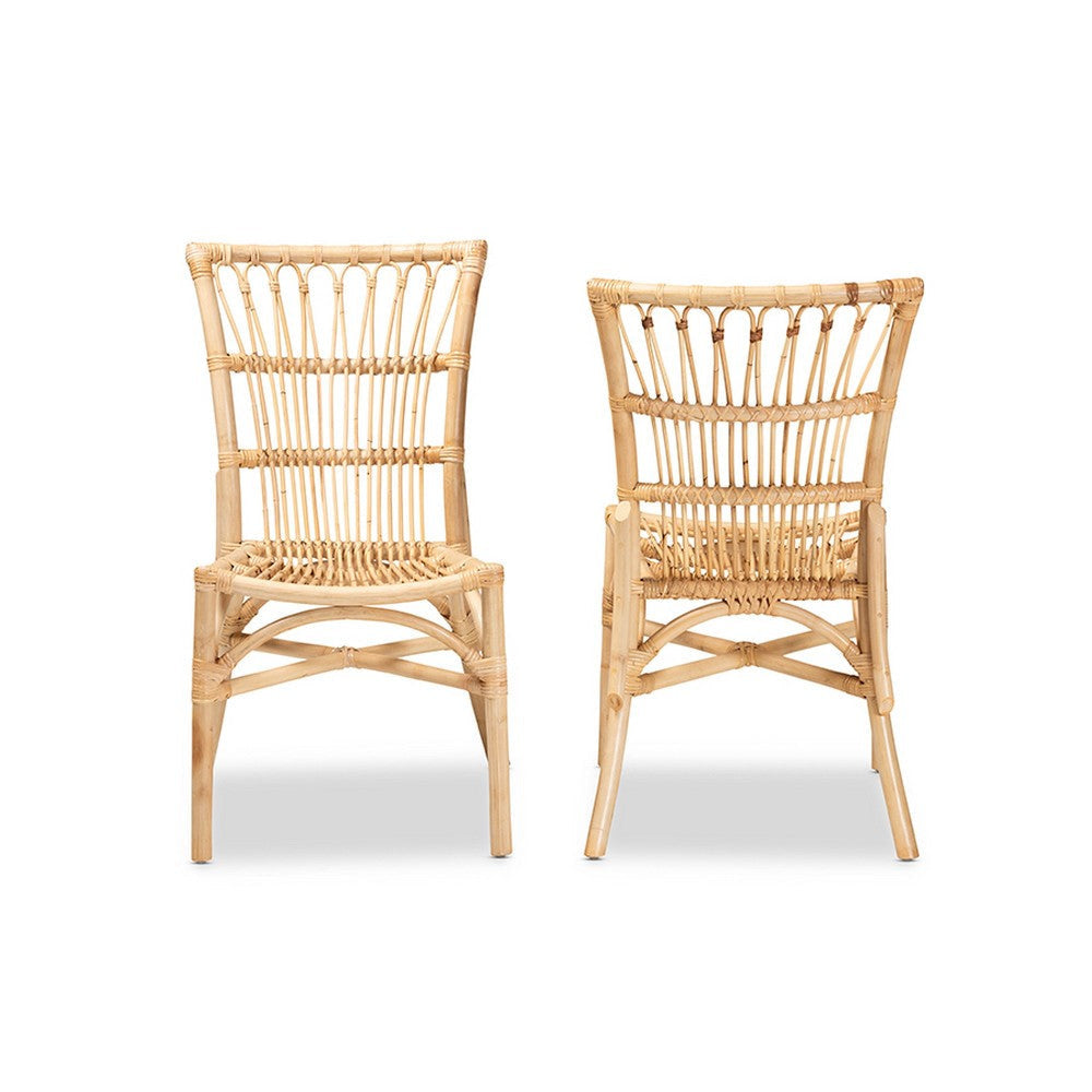 bali & pari Ammi Modern Bohemian Natural Brown Rattan Dining Chair WHI-Ammi-Rattan-DC