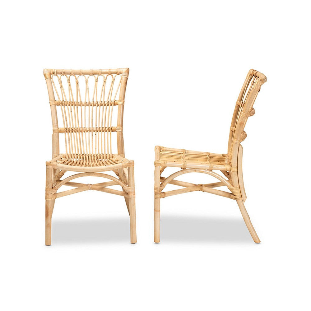 bali & pari Ammi Modern Bohemian Natural Brown Rattan Dining Chair WHI-Ammi-Rattan-DC