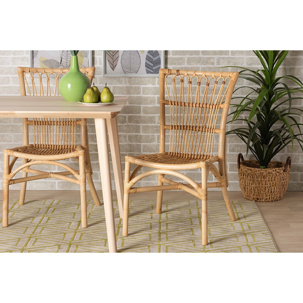 bali & pari Ammi Modern Bohemian Natural Brown Rattan Dining Chair WHI-Ammi-Rattan-DC