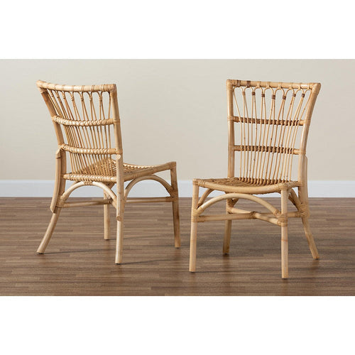 bali & pari Ammi Modern Bohemian Natural Brown Rattan Dining Chair