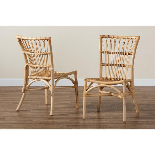 bali & pari Ammi Modern Bohemian Natural Brown Rattan Dining Chair