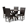 Baxton Studio Ancel Modern and Contemporary Dark Brown Faux Leather Upholstered and Dark Brown Finished Wood 5-Piece Dining Set