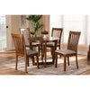 Baxton Studio Andi Modern and Contemporary Grey Fabric Upholstered and Walnut Brown Finished Wood 5-Piece Dining Set