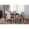 Baxton Studio Gardner Modern and Contemporary 5-Piece Dark Brown Finished Beige Fabric Upholstered Dining Set