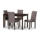 Baxton Studio Gardner Modern and Contemporary 5-Piece Dark Brown Finished Grey Fabric Upholstered Dining Set
