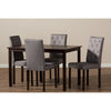 Baxton Studio Gardner Modern and Contemporary 5-Piece Dark Brown Finished Grey Fabric Upholstered Dining Set 