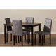 Baxton Studio Gardner Modern and Contemporary 5-Piece Dark Brown Finished Grey Fabric Upholstered Dining Set 