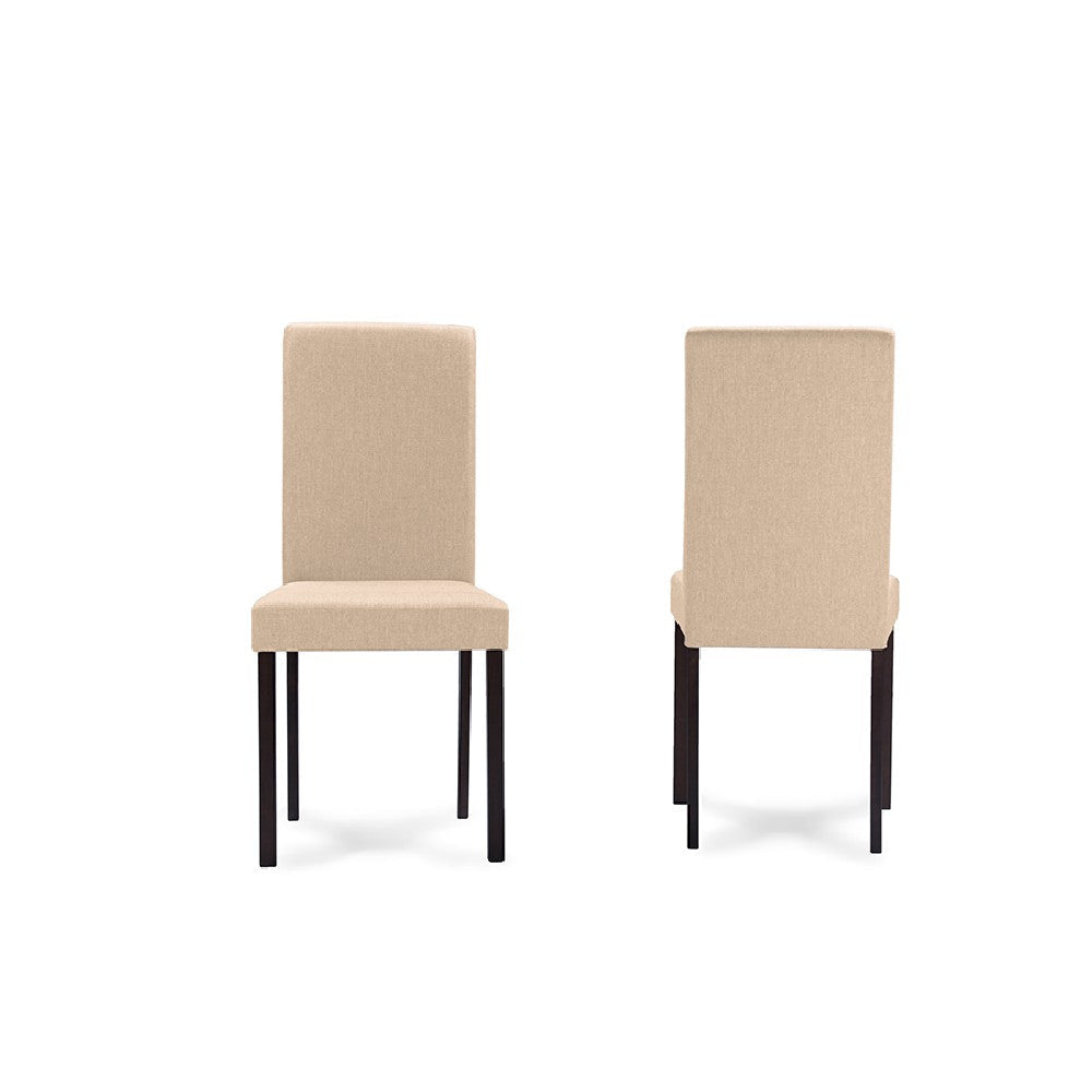 Baxton Studio Andrew Contemporary Espresso Wood Beige Fabric 5 PC Dining Set