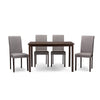 Baxton Studio Andrew Contemporary Espresso Wood Grey Fabric 5PC Dining Set