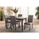 Baxton Studio Andrew Modern and Contemporary 5-Piece Grey Fabric Upholstered Grid-tufting Dining Set