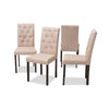 Baxton Studio Gardner Modern and Contemporary Dark Brown Finished Beige Fabric Upholstered Dining Chair (Set of 4)