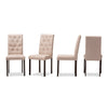 Baxton Studio Gardner Modern and Contemporary Dark Brown Finished Beige Fabric Upholstered Dining Chair (Set of 4)
