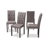 Baxton Studio Gardner Modern and Contemporary Dark Brown Finished Grey Fabric Upholstered Dining Chair (Set of 4)