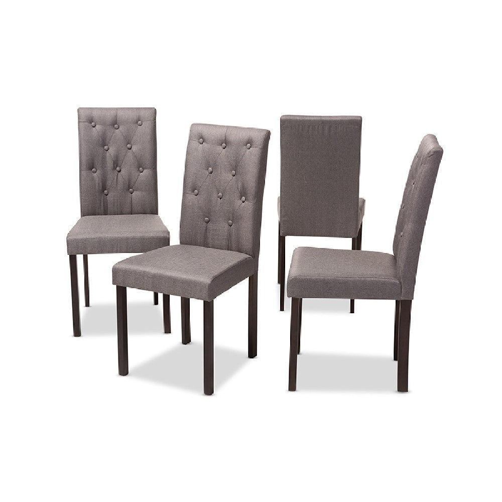 Baxton Studio Gardner Modern and Contemporary Dark Brown Finished Grey Fabric Upholstered Dining Chair (Set of 4)