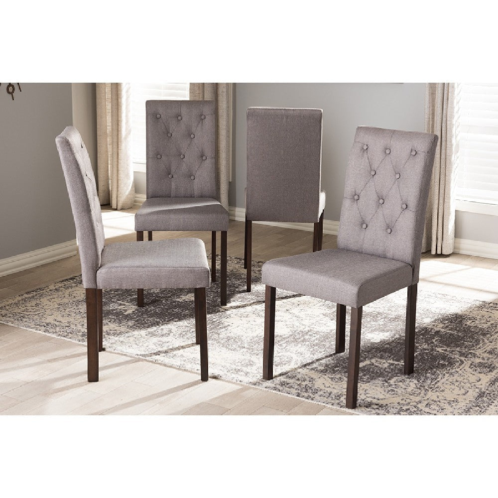 Baxton Studio Gardner Modern and Contemporary Dark Brown Finished Grey Fabric Upholstered Dining Chair (Set of 4)