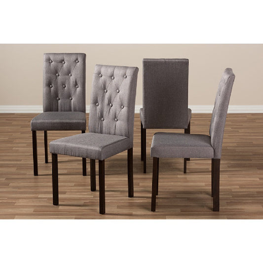 Baxton Studio Gardner Modern and Contemporary Dark Brown Finished Grey Fabric Upholstered Dining Chair (Set of 4)