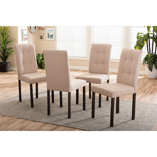 Baxton Studio Andrew Modern and Contemporary Beige Fabric Upholstered Grid-tufting Dining Chair (Set of 4)
