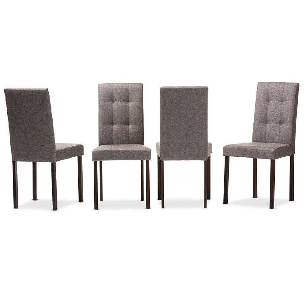 Baxton Studio Andrew Modern and Contemporary Grey Fabric Upholstered Grid-tufting Dining Chair (Set of 4) WHI-Andrew-DC-9-Grids-Grey