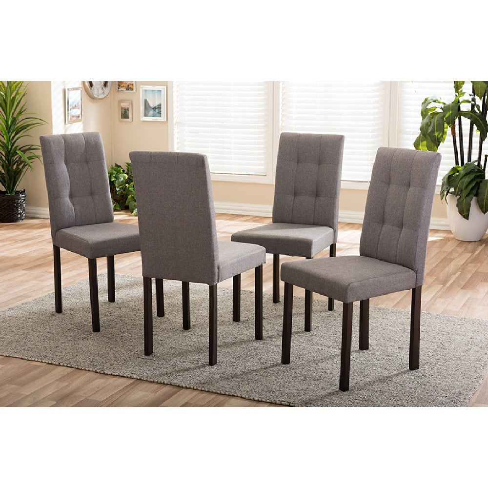 Baxton Studio Andrew Modern and Contemporary Grey Fabric Upholstered Grid-tufting Dining Chair (Set of 4)