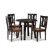 Baxton Studio Anesa Modern and Contemporary Transitional Two-Tone Dark Brown and Walnut Brown Finished Wood 5-Piece Dining Set