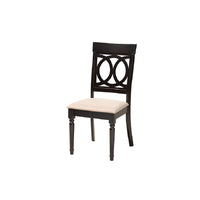 Baxton Studio Angie Modern Sand Fabric and Dark Brown Finished Wood 5-Piece Dining Set