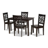 Baxton Studio Ani Modern and Contemporary Dark Brown Finished Wood 5-Piece Dining Set WHI-Ani-Dark-Brown-5PC-Dining-Set
