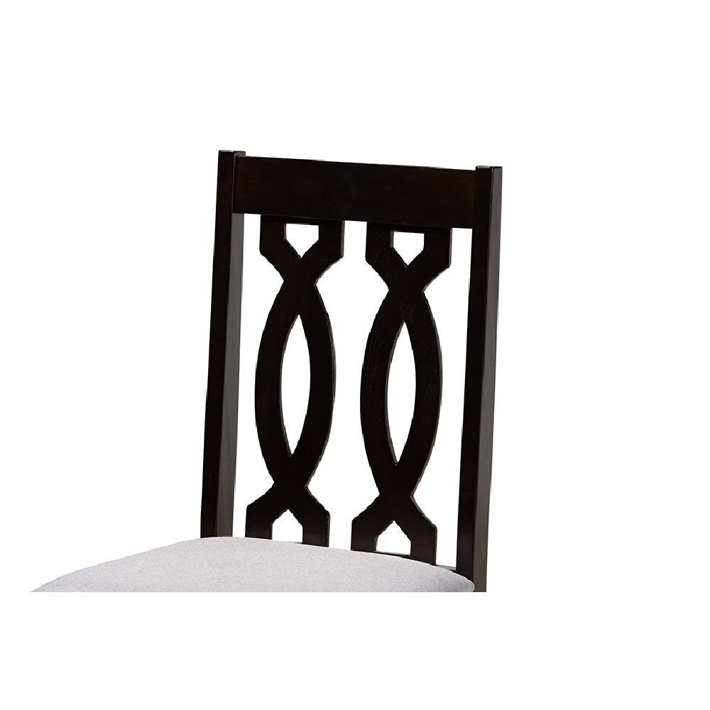 Baxton Studio Anise Modern and Contemporary Grey Fabric Upholstered and Dark Brown Finished Wood 5-Piece Dining Set