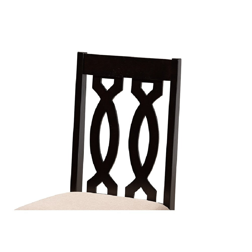 Baxton Studio Anise Modern and Contemporary Sand Fabric Upholstered and Dark Brown Finished Wood 5-Piece Dining Set