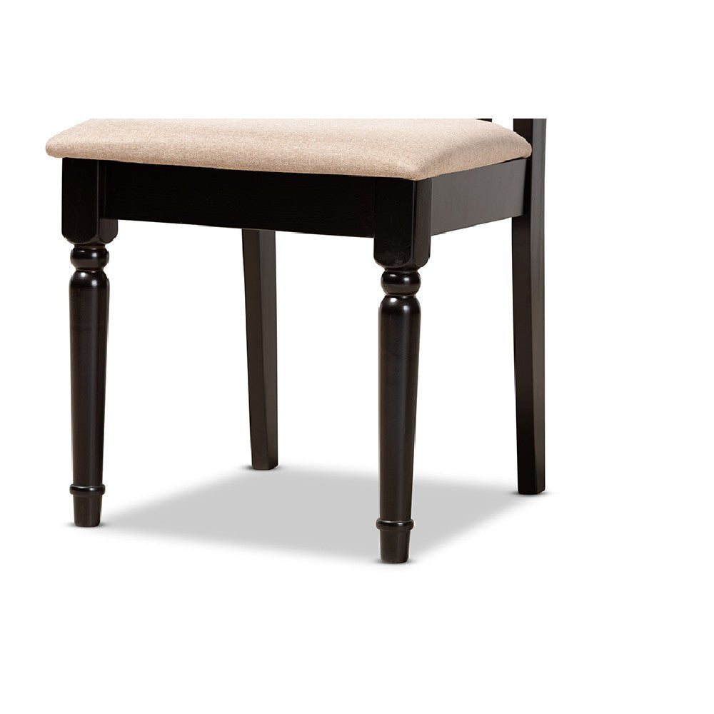 Baxton Studio Anise Modern and Contemporary Sand Fabric Upholstered and Dark Brown Finished Wood 5-Piece Dining Set