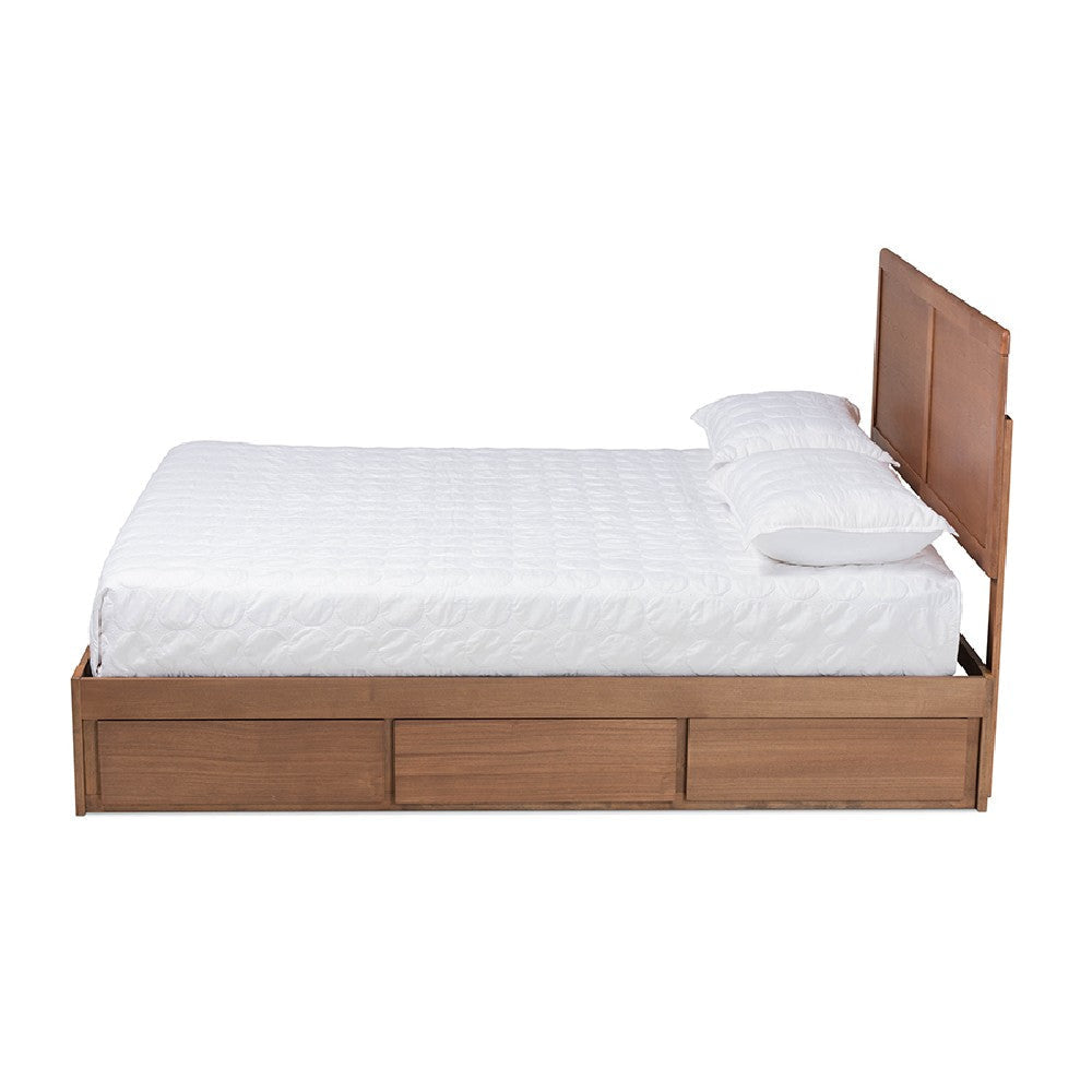 Baxton Studio Aras Modern and Contemporary Transitional Ash Walnut Brown Finished Wood Full Size 3-Drawer Platform Storage Bed
