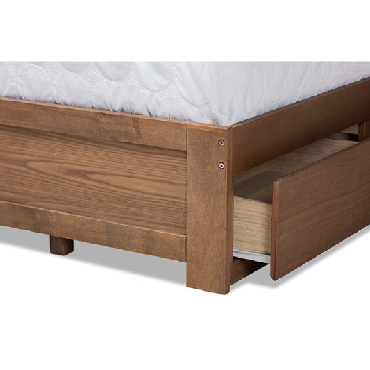 Baxton Studio Aras Modern and Contemporary Transitional Ash Walnut Brown Finished Wood Full Size 3-Drawer Platform Storage Bed
