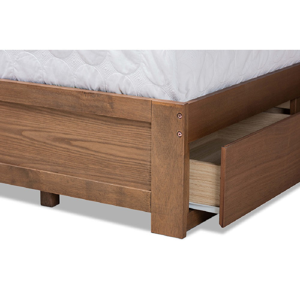 Baxton Studio Aras Modern and Contemporary Transitional Ash Walnut Brown Finished Wood Queen Size 3-Drawer Platform Storage Bed