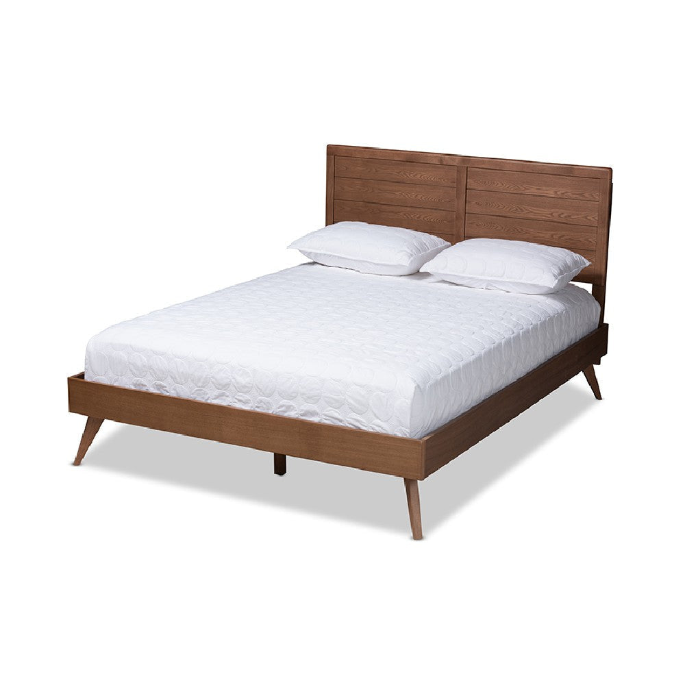 Baxton Studio Artemis Mid-Century Modern Walnut Brown Finished Wood Full Size Platform Bed