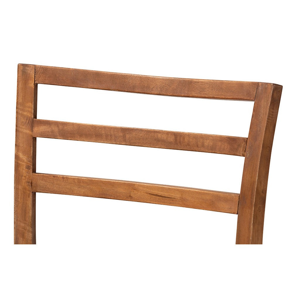 bali & pari Arthur Mid-Century Modern Walnut Brown Mahogany Wood and Natural Rattan 2-Piece Dining Chair Set WHI-Arthur-Teak-DC