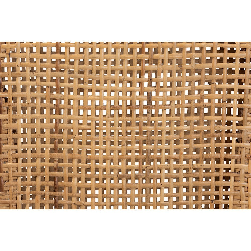 bali & pari Arthur Mid-Century Modern Walnut Brown Mahogany Wood and Natural Rattan 2-Piece Dining Chair Set WHI-Arthur-Teak-DC