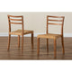 bali & pari Arthur Mid-Century Modern Walnut Brown Mahogany Wood and Natural Rattan 2-Piece Dining Chair Set